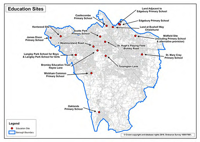 Location of sites identified as allocations or involving re-designations to facilitate     new or expanded education provision