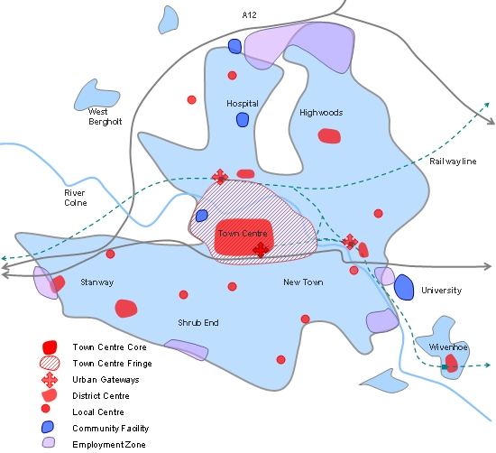Diagram of Centres and Employment Zones