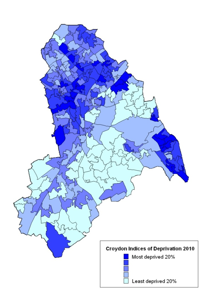 Deprivation in Croydon relative to the rest of England 