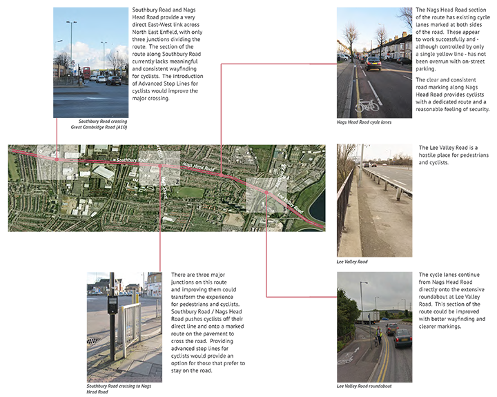 Route D: Southbury Road - Nags Head Road - Lee Valley Road