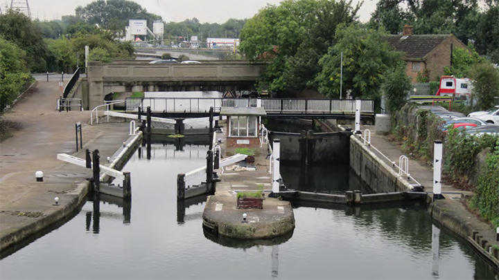 The lock at Ponders End Waterfront