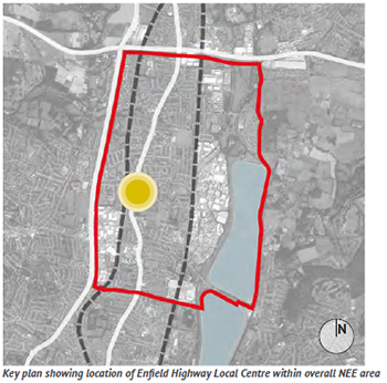 Key plan showing location of Enfield Highway Local Centre within overall NEE area