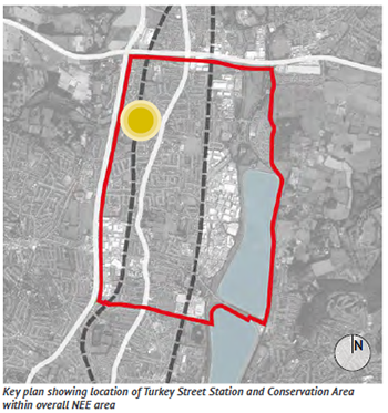 Key plan showing location of Turkey Street Station and Conservation Area