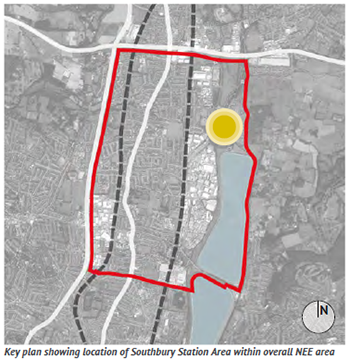 Key plan showing location of Southbury Station Area within overall NEE area