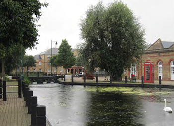 View across the basin in Enfield Island Village