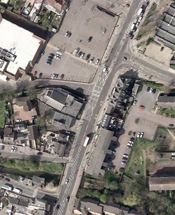 Aerial photograph showing part of the A1010 Hertford Road corridor within