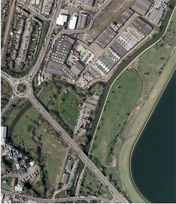 Aerial view of Ponders End Waterfront