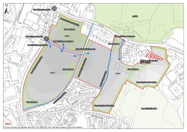 Figure 92: Design Brief for sites at Holmhurst St Mary (LRA1), Harrow Lane Playing Fields (LRA2) and Land adjacent to 777 The Ridge (LRA3)