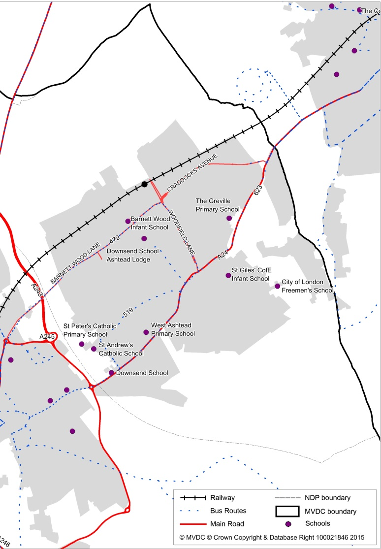 Figure 13 Transport Routes through Ashtead