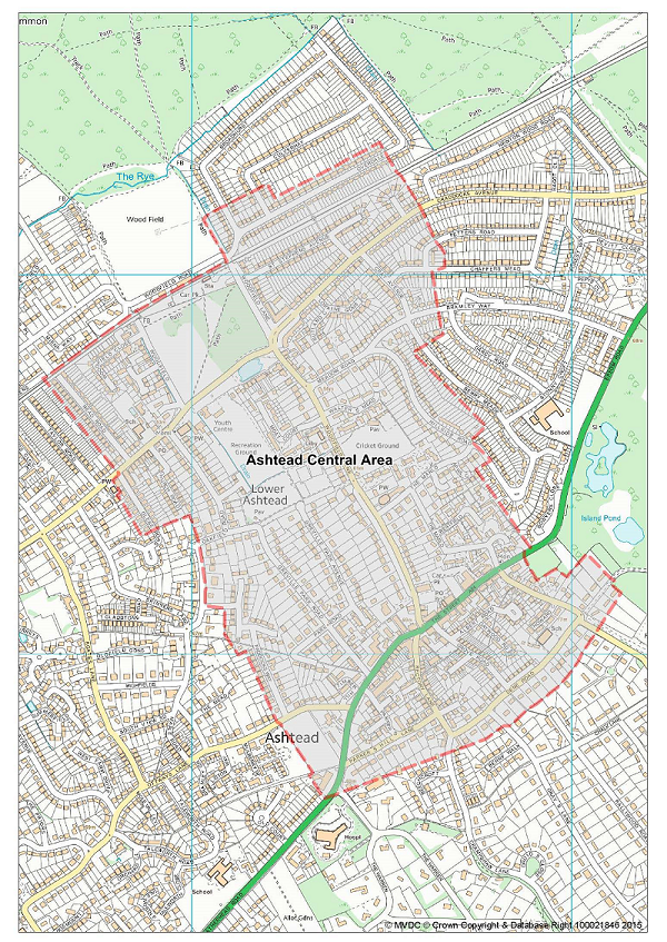 Map of Central Area of Ashtead