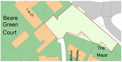 Figure 3 – Plan illustrating Car Parking Policy CA-GA2 for Beare Green