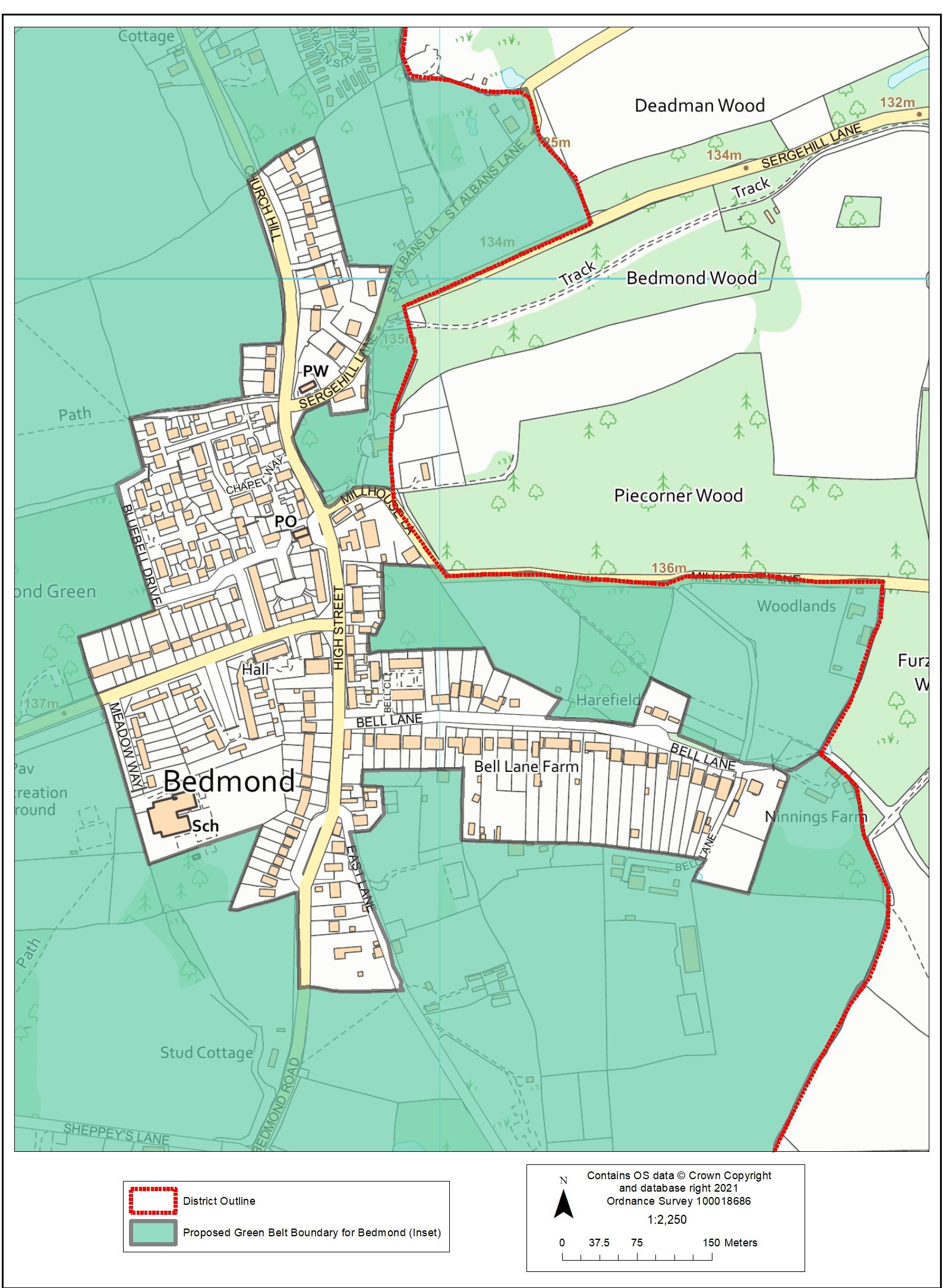 Proposed Green Belt Boundary (Bedmond – ‘inset’ village)