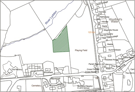 Area allocated for new recreational space adjoining the parish field