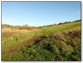 Part of the footpath along the east side of the River Char which is no longer fully in use 