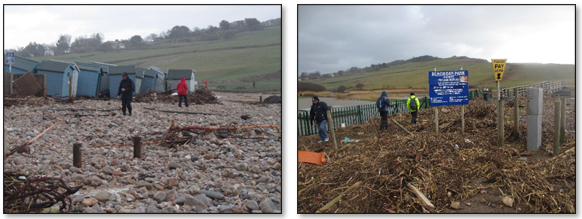 Photos showing what happened in 2014 storms when the beach ended up in the car park.