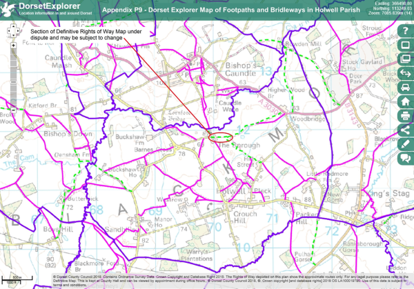 DORSET EXPLORER MAP OF FOOTPATHS BRIDLEWAYS AND RIGHTS OF WAY FOR HOLWELL