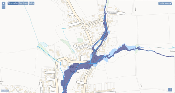 MAP 11 -  FLOOD RISK MAP FOR SUTTON POYNTZ