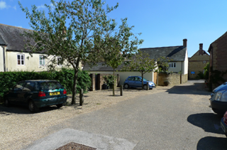 Photo: An example of a landscaped parking spaces